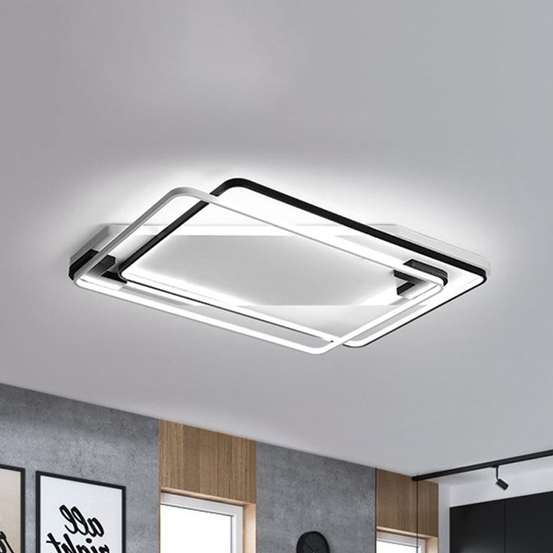 Modern Led Black/White Acrylic Rectangular Ceiling Light - 18/22/27.5 Wide Warm/White Flushmount