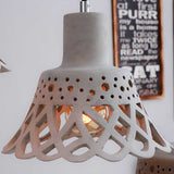 Nordic Style Concrete Pendant Lighting: Etched 1-Light Grey/White/Yellow Hanging Light With