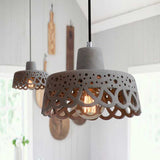 Nordic Style Concrete Pendant Lighting: Etched 1-Light Grey/White/Yellow Hanging Light With