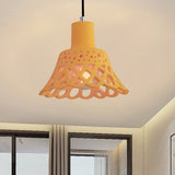 Nordic Style Concrete Pendant Lighting: Etched 1-Light Grey/White/Yellow Hanging Light With