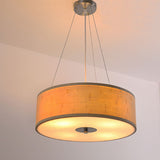 Modern Bamboo Pendant Light With Hand-Worked Drum Shade - Wood Ceiling Lamp (5-Light)