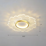 Modern Led Flower Ceiling Mount Light Fixture For Bedroom - Acrylic Flush Gold / 24.5 Remote Control
