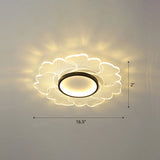 Modern Led Flower Ceiling Mount Light Fixture For Bedroom - Acrylic Flush Black / 16.5 Third Gear
