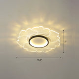 Modern Led Flower Ceiling Mount Light Fixture For Bedroom - Acrylic Flush Black / 16.5 Remote