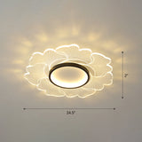 Modern Led Flower Ceiling Mount Light Fixture For Bedroom - Acrylic Flush Black / 24.5 Remote