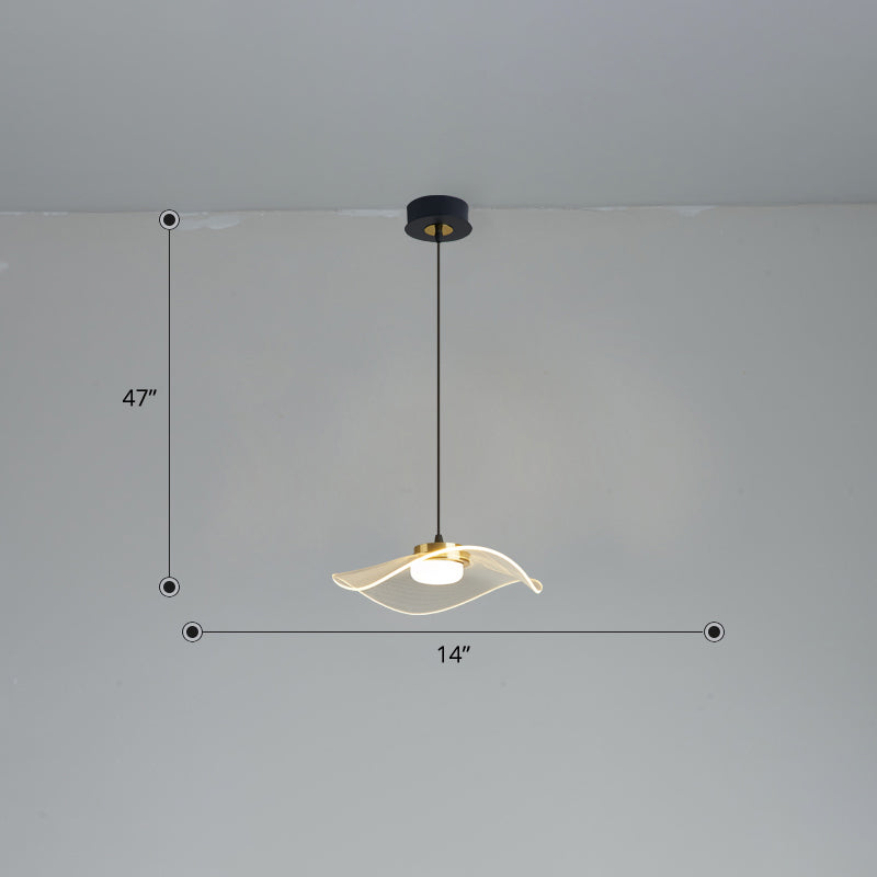 Led Ruffled Pendulum Light: Clear Acrylic Simplicity For Dining Room / 14 Warm