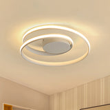 Simple Acrylic Led Loop Ceiling Lamp In Black/White - 18/23.5 Wide Flush Light Fixture With