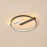 Modern Circle Led Flush Light In Black And White For Corridors - Sleek Minimalist Design / 16.5