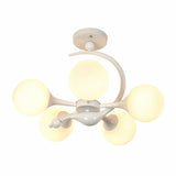 Modern Milk Glass Dining Room Ceiling Light - Spherical Semi Flush Mount Fixture