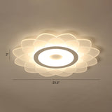 Simplicity White Acrylic Sunflower Flushmount Led Ceiling Lamp For Bedroom / 23.5 Warm