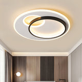 Sleek Halo Metal Flush Ceiling Light Fixture - Simplicity Black-White Led Mount For Bedroom