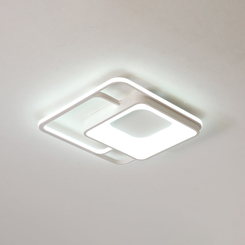 Minimalistic White Led Flush Mount Ceiling Lamp For Bedrooms / 19.5