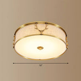 Nordic Style Ceiling Flush Light With Decorative Antler Design For Foyer - Fabric Drum Brass / 16