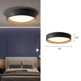 Sleek Round Metal Flush Mount Led Ceiling Light With Acrylic Diffuser For Bedrooms Black / 18 White