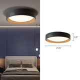Sleek Round Metal Flush Mount Led Ceiling Light With Acrylic Diffuser For Bedrooms Black / 21.5
