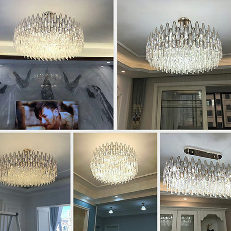Minimalist K9 Optical Crystal Drum Pendant Light - Clear Chandelier For Living Room