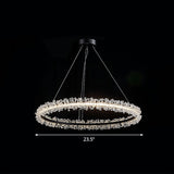 Simplicity Circle Led Chandelier With Crystal Beads - Elegant Pendant Lighting Fixture For Living