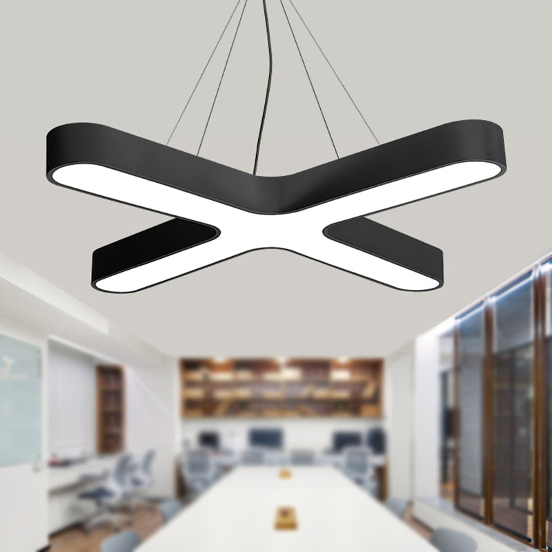 Modern White/Black/Gold Cross Hanging Lamp - 23.5/35.5 Wide Led Metal Ceiling Pendant Light With