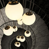Black Globe Pendant Light Fixture With Cream Glass - Perfect For Stairs And Multiple Hanging Lights