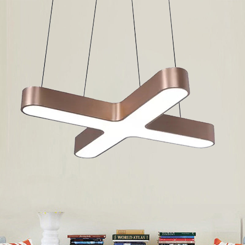 Modern White/Black/Gold Cross Hanging Lamp - 23.5/35.5 Wide Led Metal Ceiling Pendant Light With
