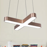 Modern White/Black/Gold Cross Hanging Lamp - 23.5/35.5 Wide Led Metal Ceiling Pendant Light With