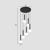 Nordic Opal Glass Spiral Pendant Light - Ideal For Stairways And Ceilings 6 / Black