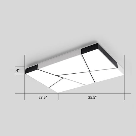 Modern Minimalist Led Ceiling Lamp: Black-White Acrylic Flush Mount Light For Living Room White /