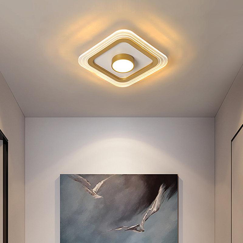 Minimalist Gold Led Flushmount Foyer Light Small Acrylic Ceiling Flush Mount
