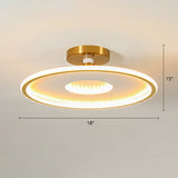 Simplicity Metal Led Ceiling Light | Disc Semi Flush Mount Fixture For Bedrooms White-Gold / 18 Warm