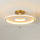 Simplicity Metal Led Ceiling Light | Disc Semi Flush Mount Fixture For Bedrooms White-Gold / 21.5