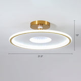 Simplicity Metal Led Ceiling Light | Disc Semi Flush Mount Fixture For Bedrooms White-Gold / 21.5