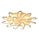 Modern Led Flush Mount Ceiling Light In White With Floral Acrylic Design For Living Room