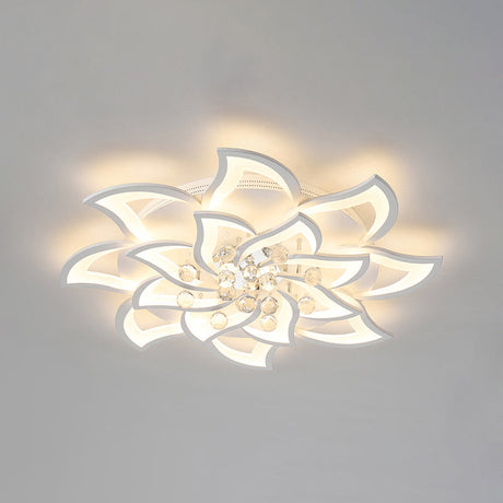 Contemporary White Metal Flushmount Light With Crystal Ball Accent 16 /