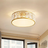 Prismatic Optic Crystal Ceiling Lamp: Simple Drum Shape Clear Flush Mount Lighting For Bedrooms