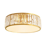 Prismatic Optic Crystal Ceiling Lamp: Simple Drum Shape Clear Flush Mount Lighting For Bedrooms
