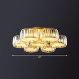 Minimalistic Clear Crystal Flower Flush Mount Ceiling Light For Bedroom