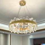 K9 Crystal Loop Pendant Light: Minimalist 8-Bulb Gold Plated Chandelier