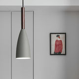 Modern Metallic Cone Pendant Lamp With Curved Design For Restaurants