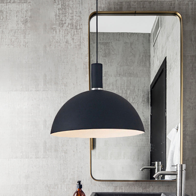 Contemporary Aluminum Hemisphere Pendant Lamp - Ideal For Dining Room Lighting Black / 12