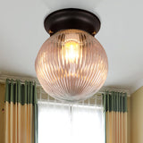 Modern Black Ball Flush Mount Ceiling Light With Clear Glass - 1 Fixture