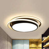 Modern Drum Flush Ceiling Light With Acrylic Diffuser - Integrated Led Black/White Ideal For Bedroom