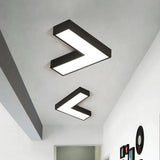 Modern Arrow Metal Flush Mount Led Ceiling Light - 10/14 Wide (White/Black) For Office With Opaline