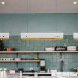 Modern Wood And Metal Pendant Light - Rectangle Shape 23.5/35.5/47 Wide 1 White/Pink/Yellow Colo(U)R
