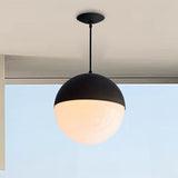Modernist Black/Gold Sphere Pendant Lamp With Opal Glass - Ideal For Kitchen Ceiling Lighting Black