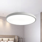 16/19.5 Wide Plate Hanging Lamp - Modern Metal Led White Ceiling Pendant Light For Office Remote
