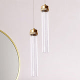 Gold Cylinder Pendant Light With Clear Glass Shade - Perfect For Restaurants & Bedrooms