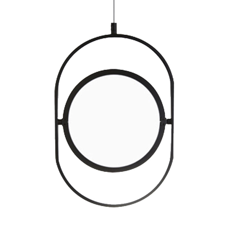Black Metal Led Oval Ceiling Pendant Light - Simple And Versatile