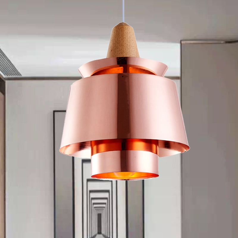 Modern 1-Head Dining Room Suspension Light With Tapered Metal Shade - Stylish Black/White Pendant