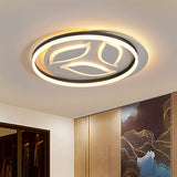 Modern Brown Leaf Metal Semi Flush Mount For Bedroom With Led White/Warm Light