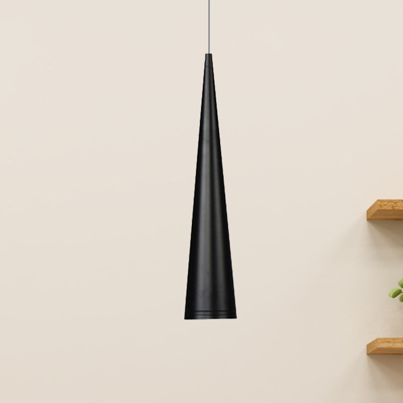 Modern White/Black Tapered Hanging Led Pendant Light For Dining Room With Warm White Illumination